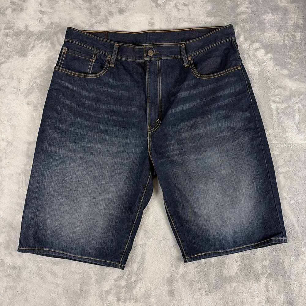 Levis Denim Shorts Adult 38 Blue Jorts 569 Y2K Loose Dad Red Tab Dark Wash Men